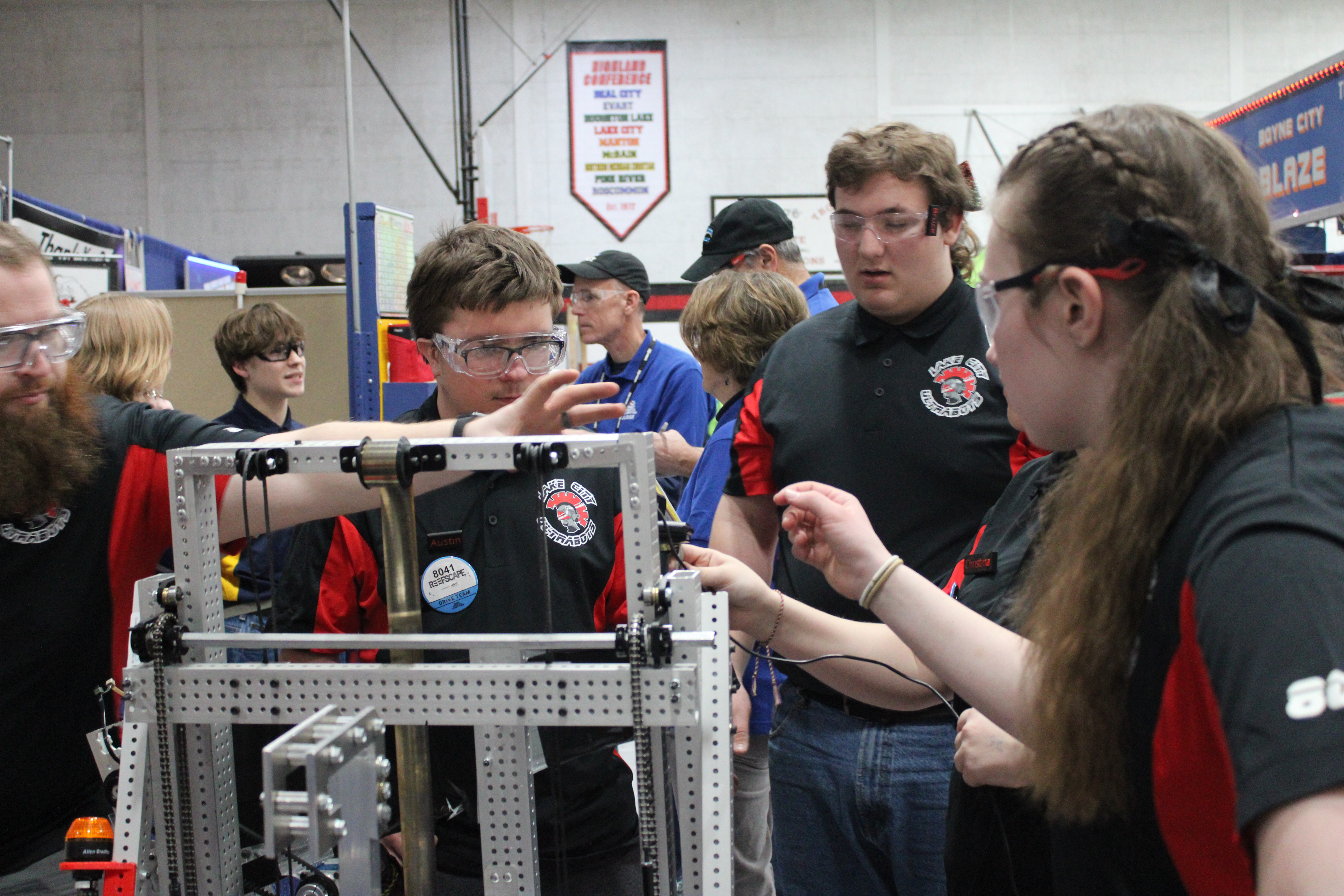 Ultrabots team demonstrating robot at a community event