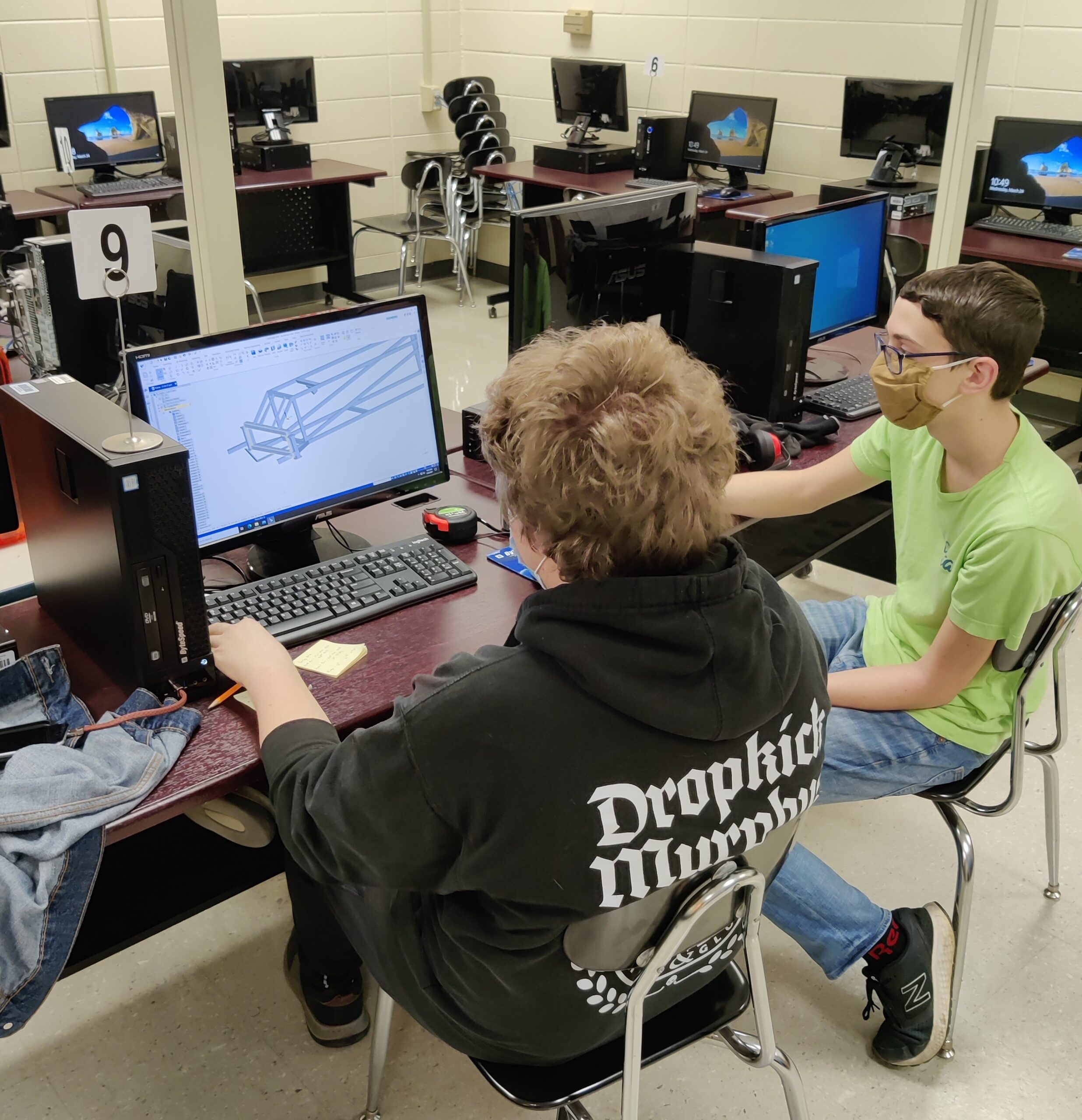 Student designing on CAD